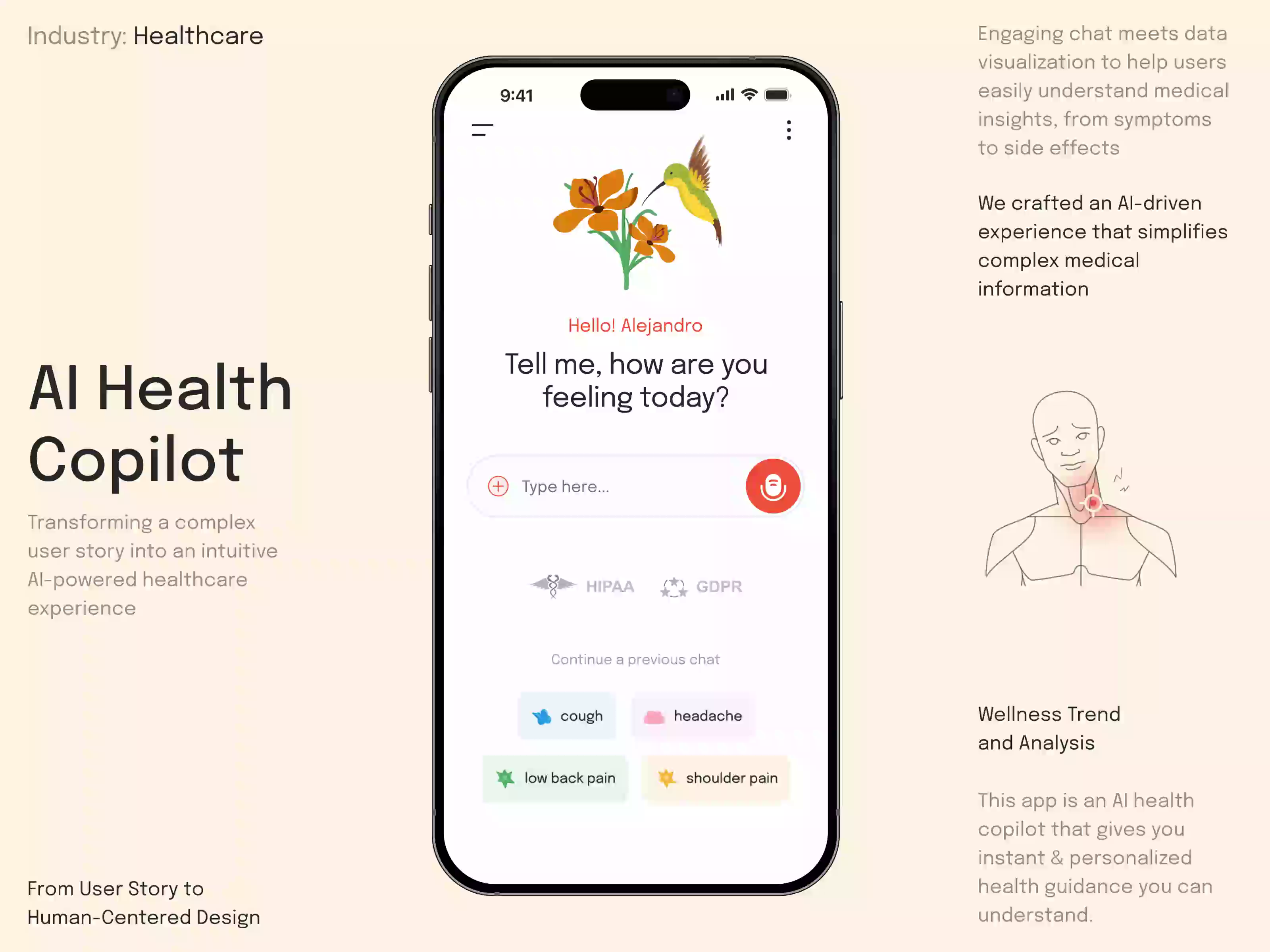 Example of AI Health Copilot: From User Story to Human-Centered Experience