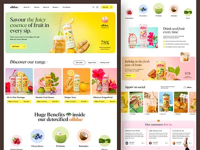 Alldae - Superfruit Soda Website antioxidant caffeine drink and beverage website ecommerce energy drink fruity flavour healthy juice and drink juice website landing page landingpage natural ingredients no added sugar organic soda website tripical fruit juice uiux design web design webdesign website design website designer