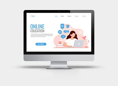 Homepage of the Educational Institution branding cute education girl graphic design illustration learn logo school