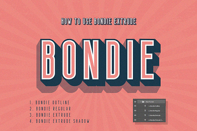 Bondie Extrude Font Family billboard