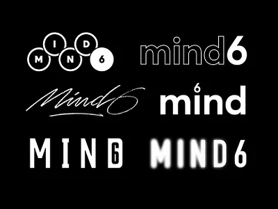 Logo Mind6 black and white branding design graphic design illustration julien paris logo logo design logo variations logotype mind logo mind six minimal proposals simple logo type design visual identity