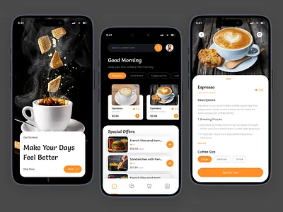 Coffee Shop Mobile app UI appdesign appdevelopment creativilo dashboard landing page ui uiux uiuxdesign webapp