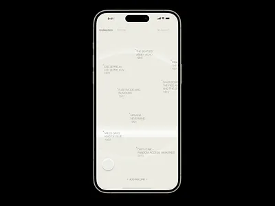 ios app for vinyl collectors 3d animation art branding graphic design interaction ios list logo mobile table ui ux