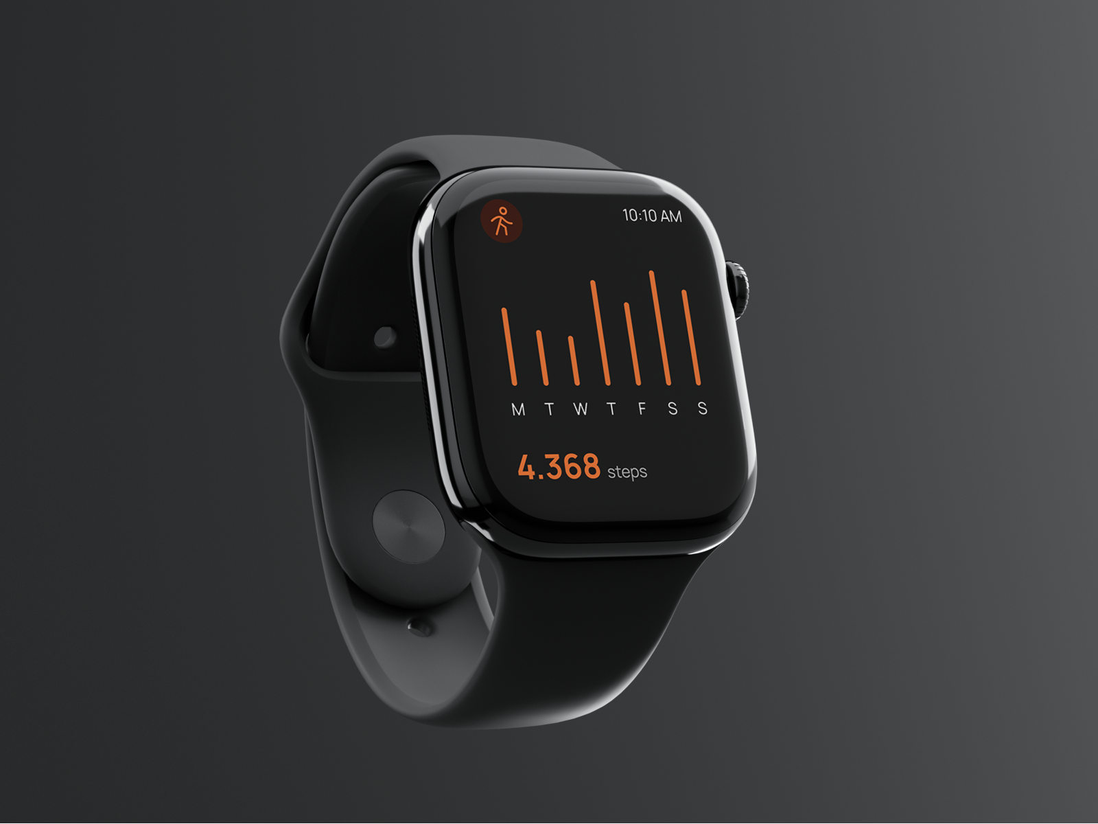 Steps Tracking UI on Smartwatch daily ui dark mode ui figma health app health ui high fidelity design rahman haryanto ui design ux design