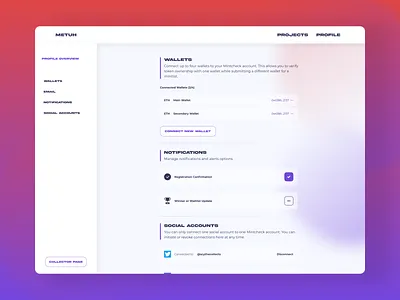 NFT Collection Management - Profile checkbox collections collectors details editing content editing info figma info management nft profile social media