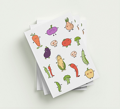 Cute vegetables and fruits branding graphic design illustration typography vector