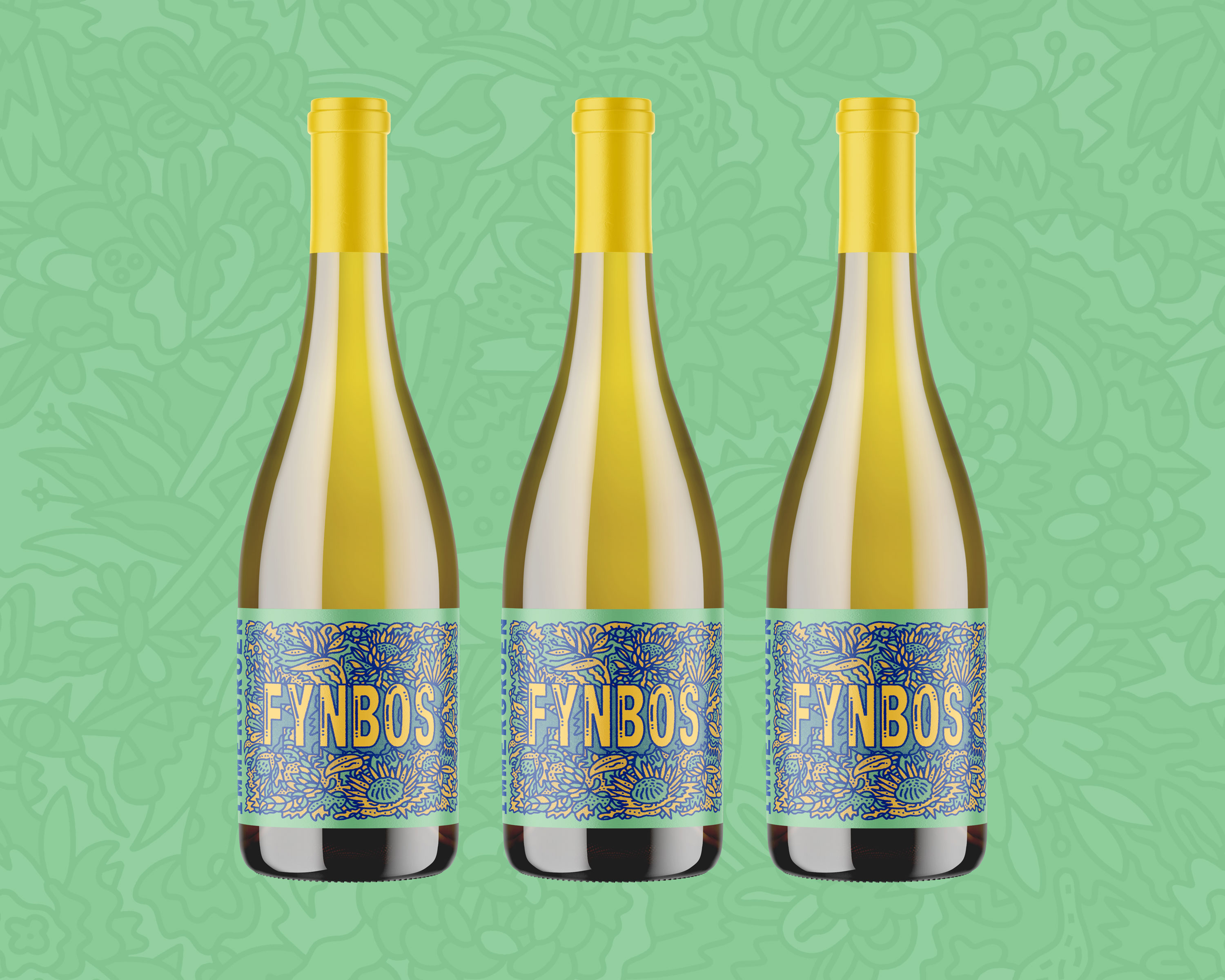 Fynbos hand drawn type illustration lettering packaging pattern typography wine label