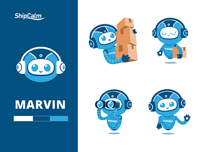 Marvin | Character Design 2d blue branding character character design cute design flat flat design graphic design illustration illustrator mascot minimal robot simple vector visual design