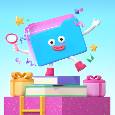 Happy Folder 3d 3d character 3dart art cinema4d design illustration ui