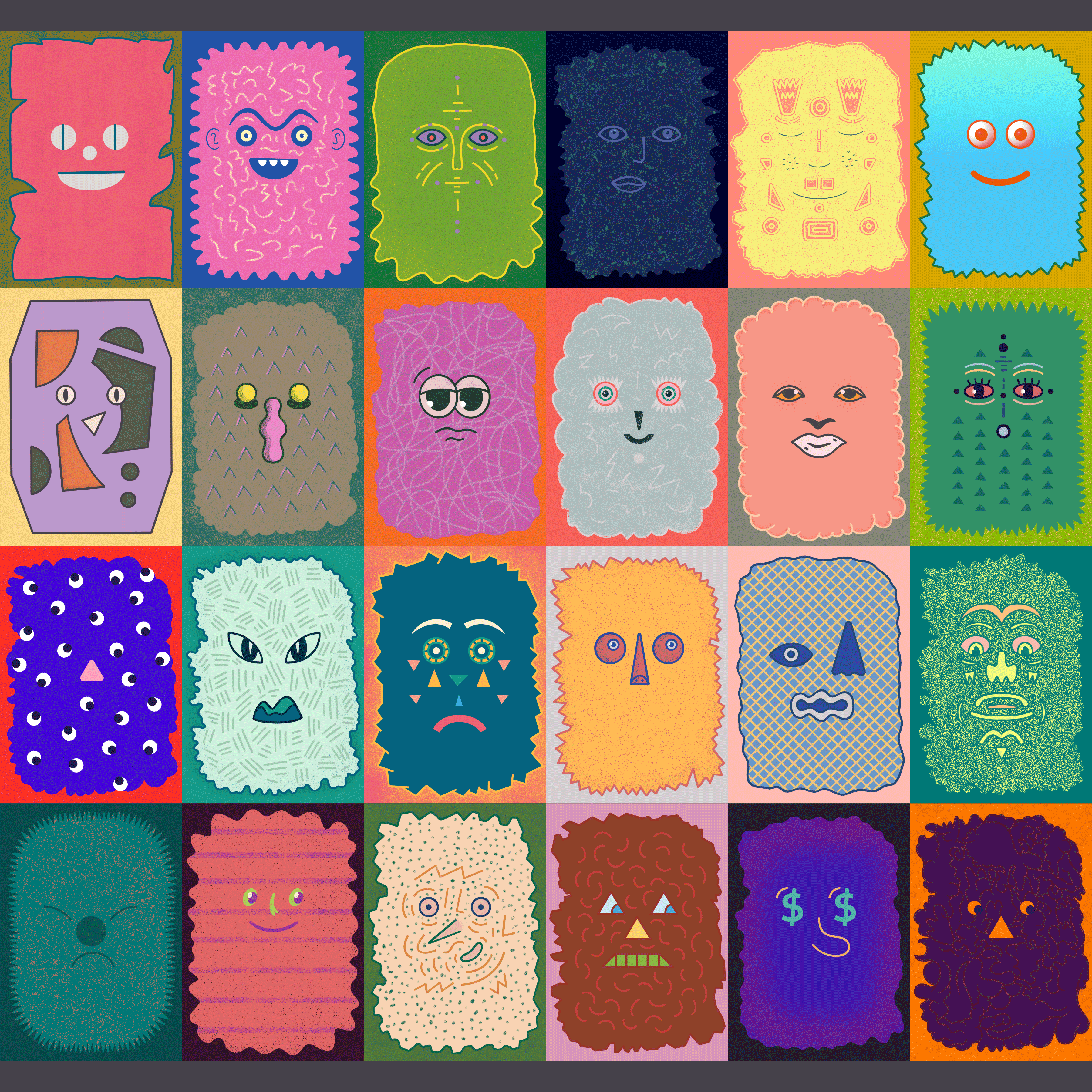 The Whistleblowers characters illustration pattern