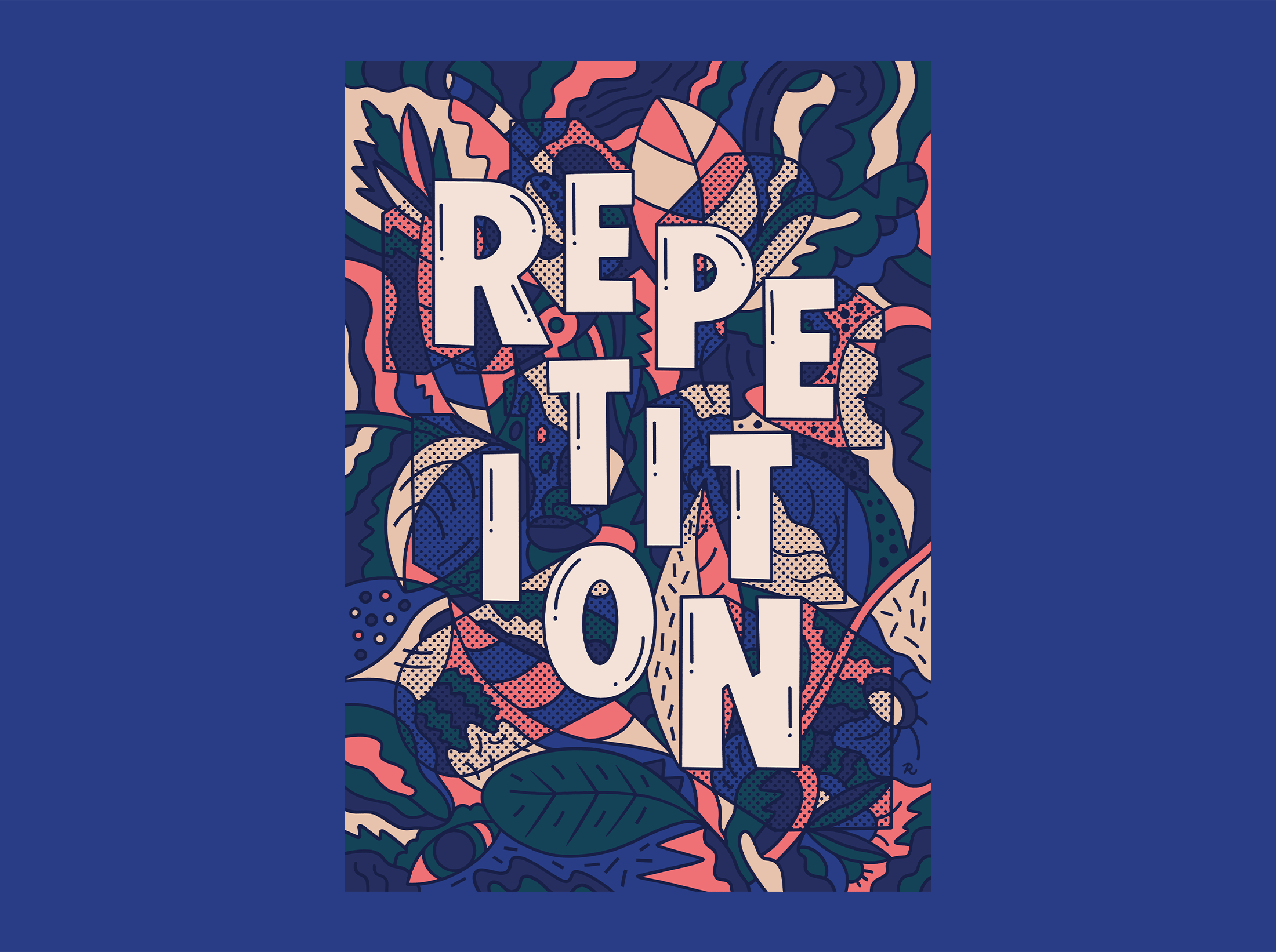Repetition black and white hand drawn type illustration lettering pattern typography