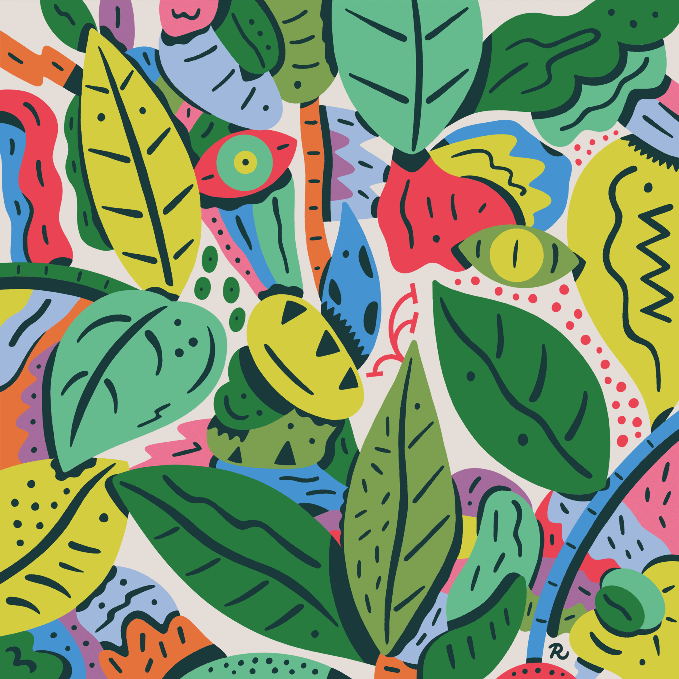 Step Into The Jungle floral illustration jungle pattern