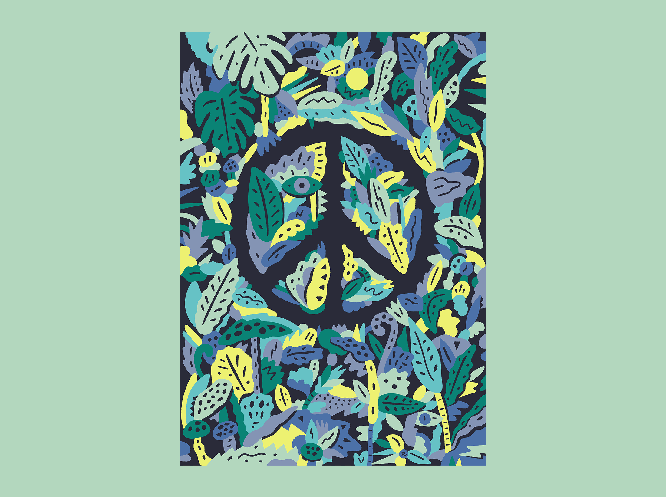 PEACE hand drawn type illustration pattern peace