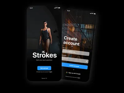 Strokes | Swimming to Greatness blue challenges data graphs leaderboard metrics mobileui orange swim swimming app ui uidesign