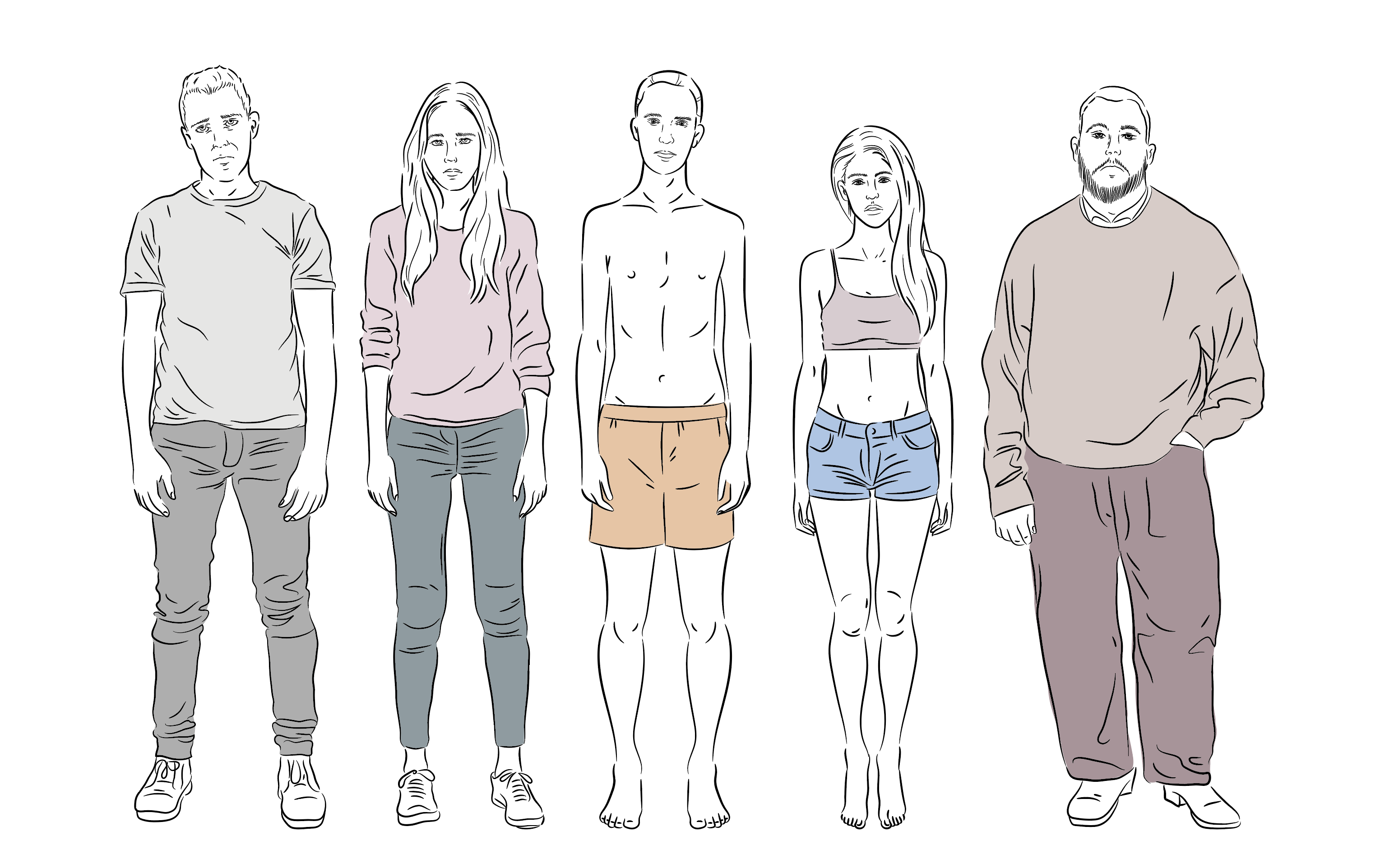 Body Types & Character Structures 2d art body types character structures rigid) sketch