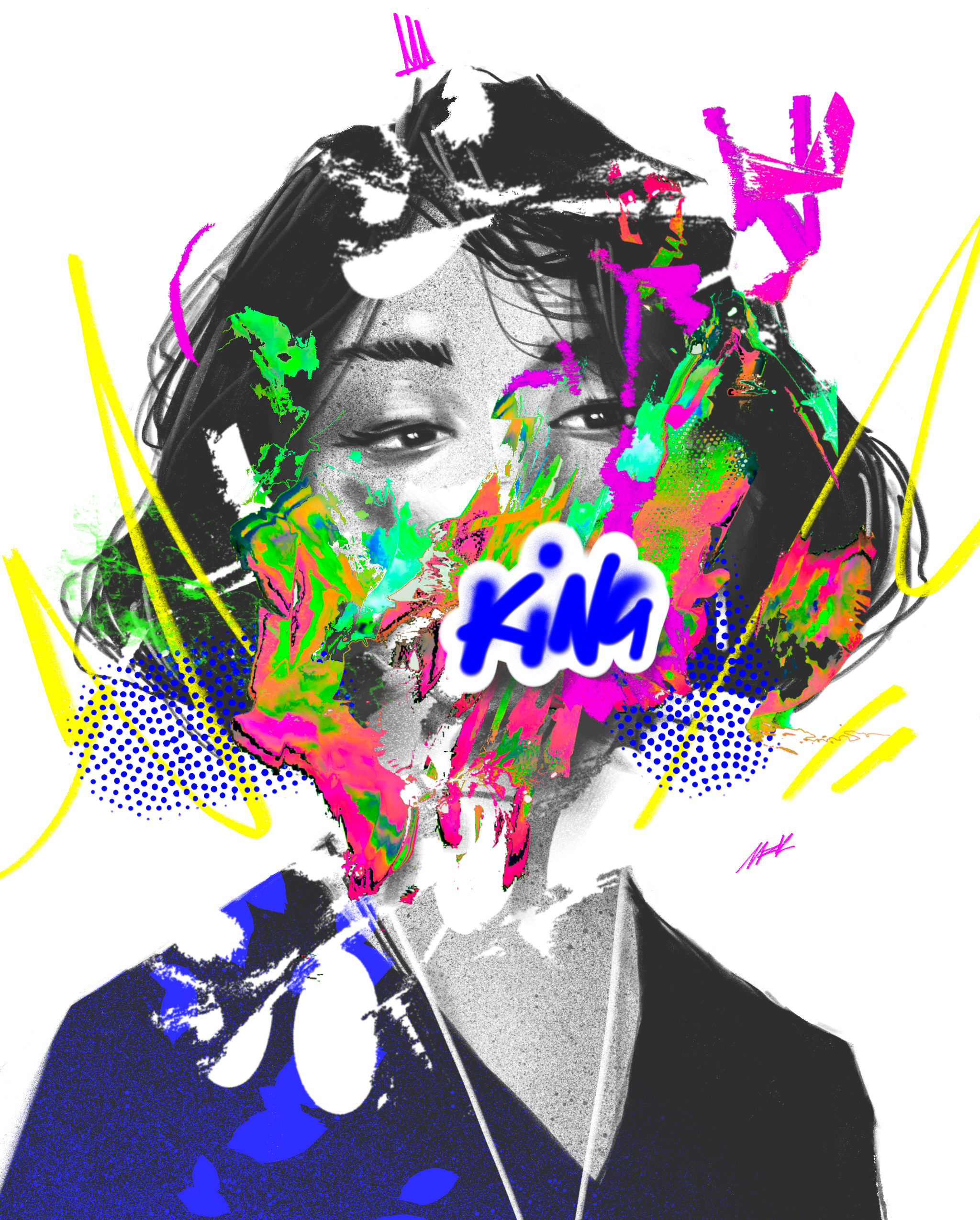 King of Chaos art artwork dispalce drawing effect girl illustration portrait procreate