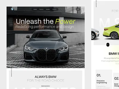 BMW - Modern Landing Page aminata bmw car green grey landingpage latest modern new newest simple slider stabilo transportation trend ui uiux website white yazda