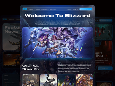 Blizzard Website Design app blizzard branding design figma games graphic design illustration logo ui ux vector website