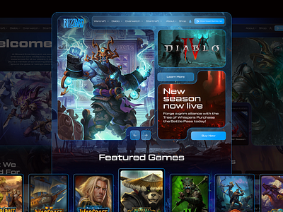 Blizzard Games Diablo Warcraft app blizzard branding design diablo figma graphic design illustration logo ui ux vector warcraft