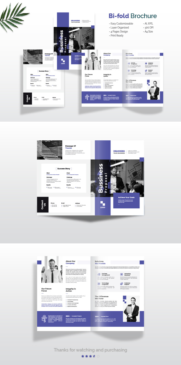 Business Proposal Bi-Fold Brochure bi fold bifold brochure company graphic design profile proposal proposal design template