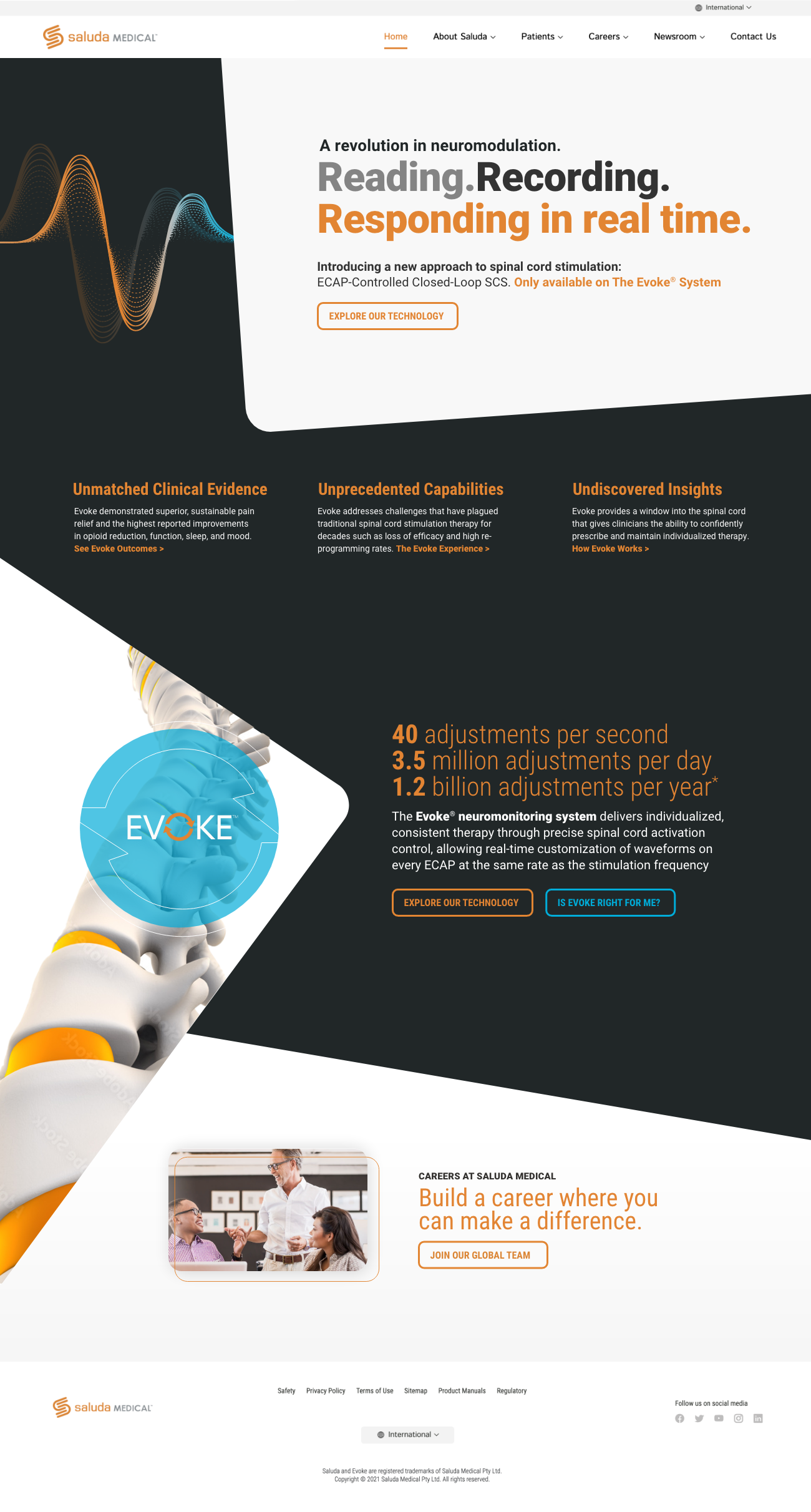 Saluda Medical - Evoke System design website