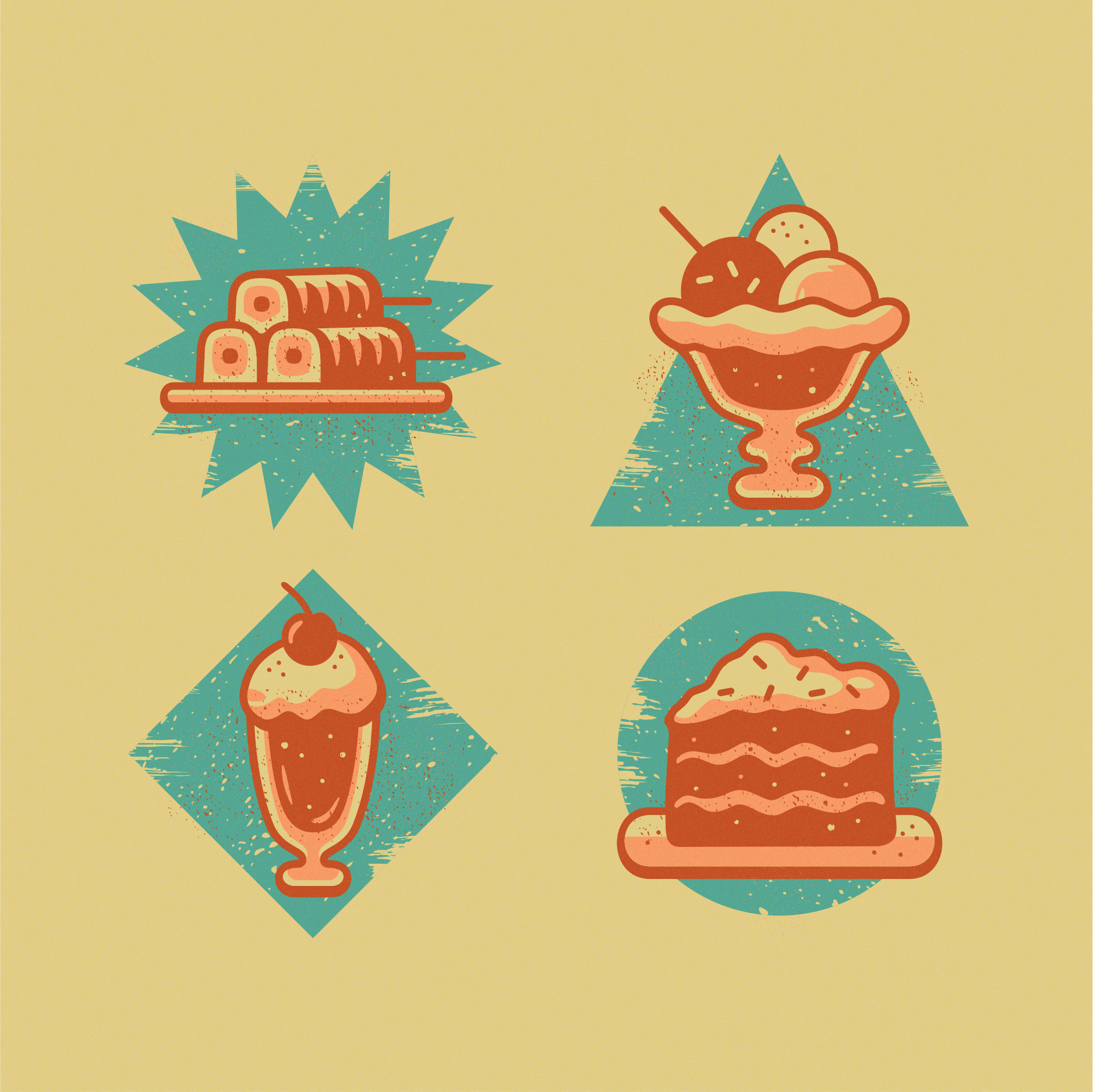 Dessert Icons brassai cake cherry cream dessert glass graphic design ice icecream icons shake vector