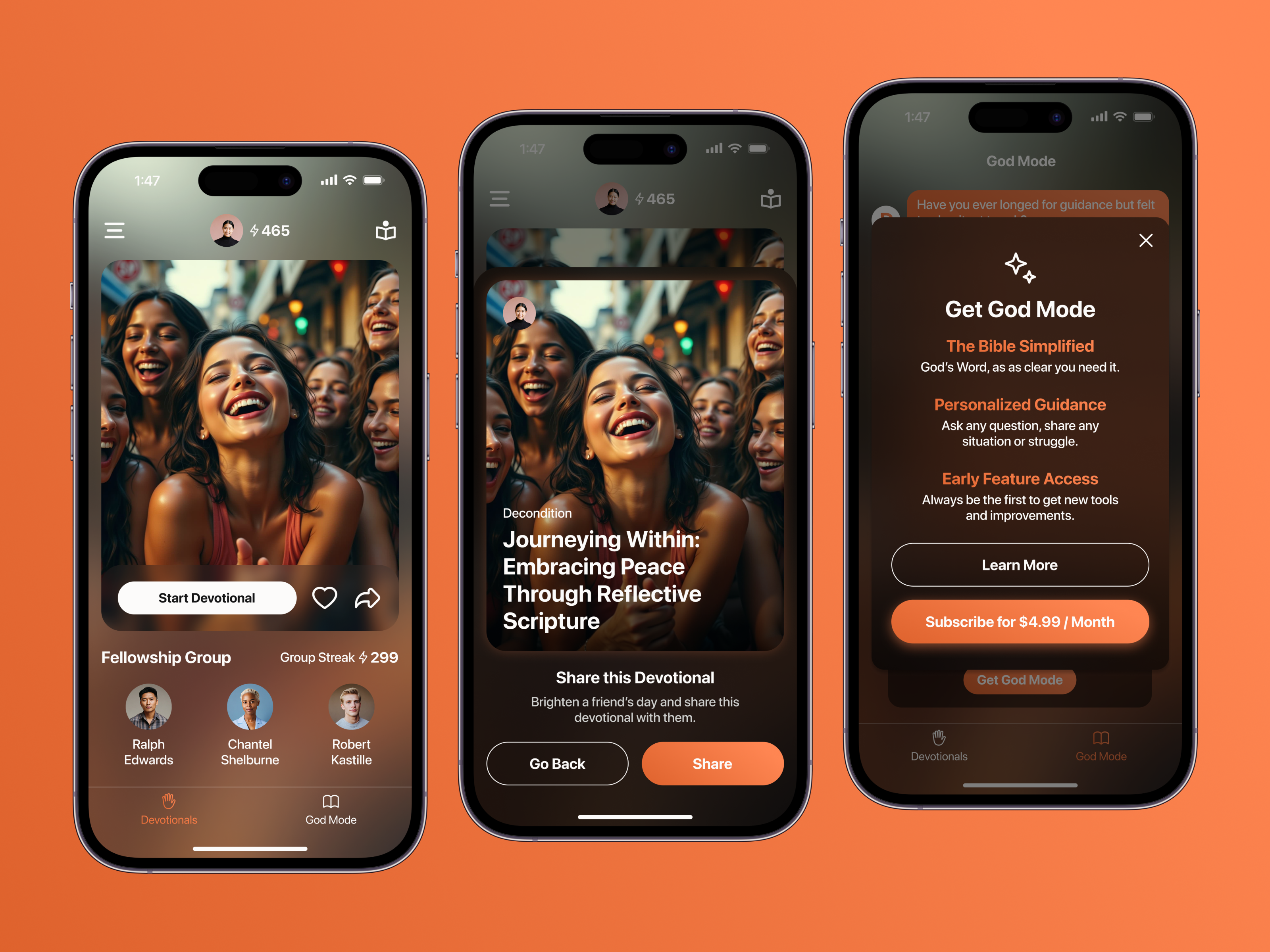 Decondition Updates ai app app design bold clean design faith god ios orange simple spirituality ui ui design user interface ux ux design
