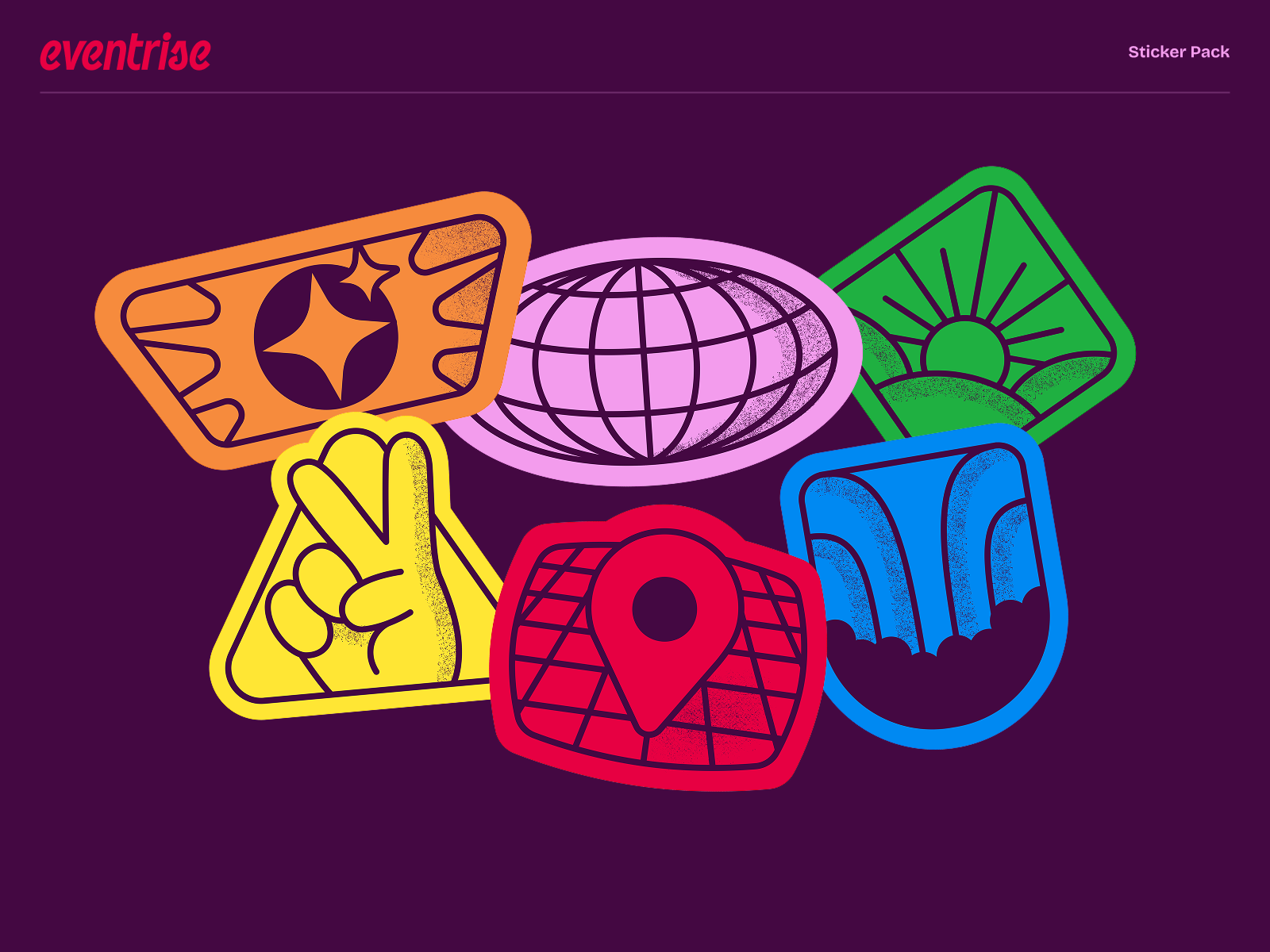 Eventrise Stickers branding colorful design figma flat graphic design illustration sticker texture vector