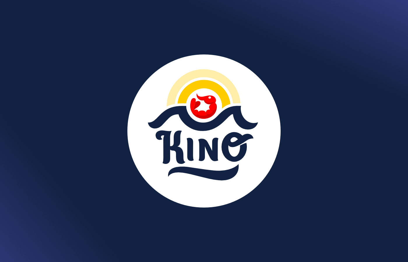 Kino Seafood bold brand branding bright food fresh logo logodesign logotype sea shrimp sun waves