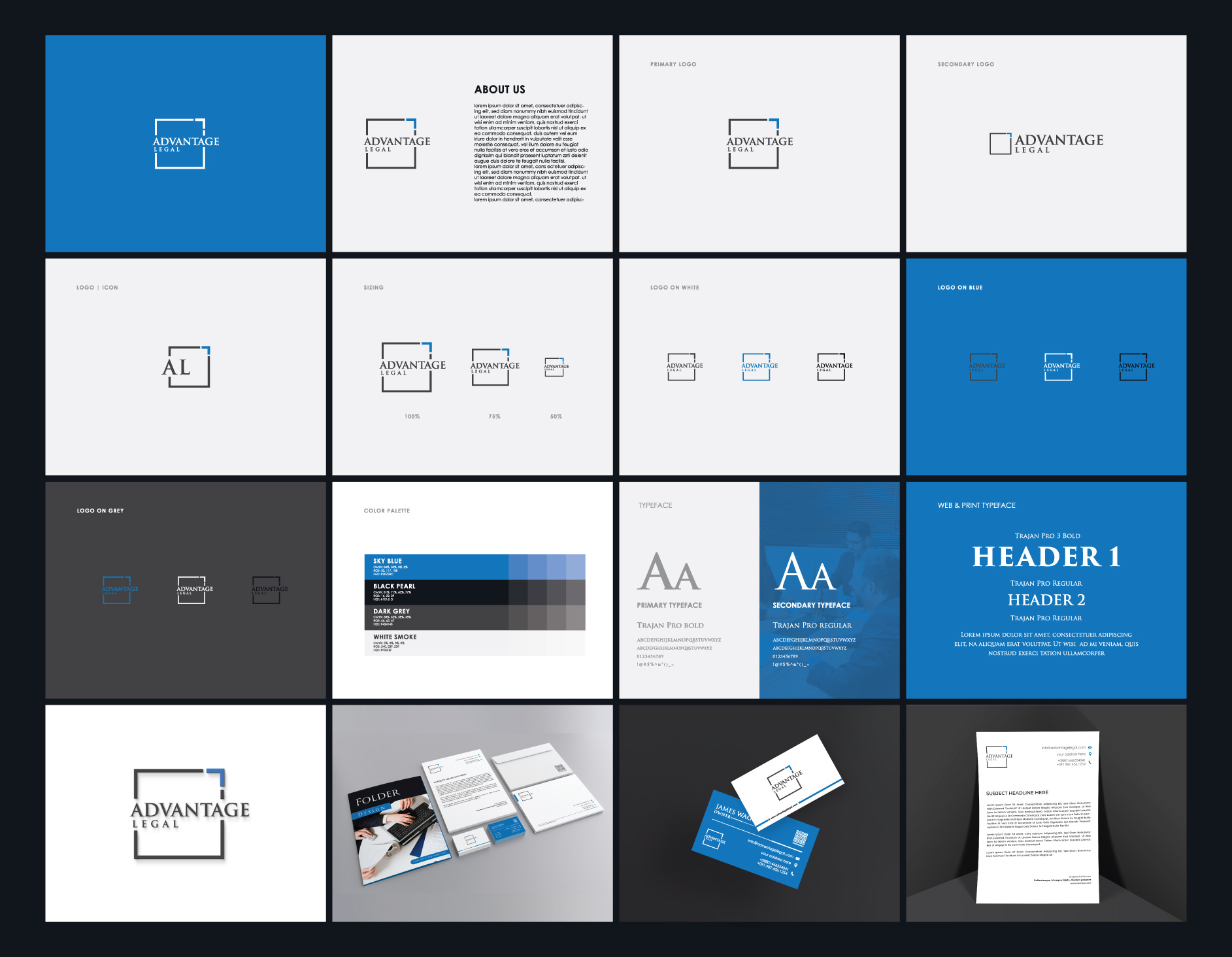 Brand guidelines for Advantage Legal brand guidelines business card envelope design folder design letterhand simple stationery designs stationery design paper stationery designs templates