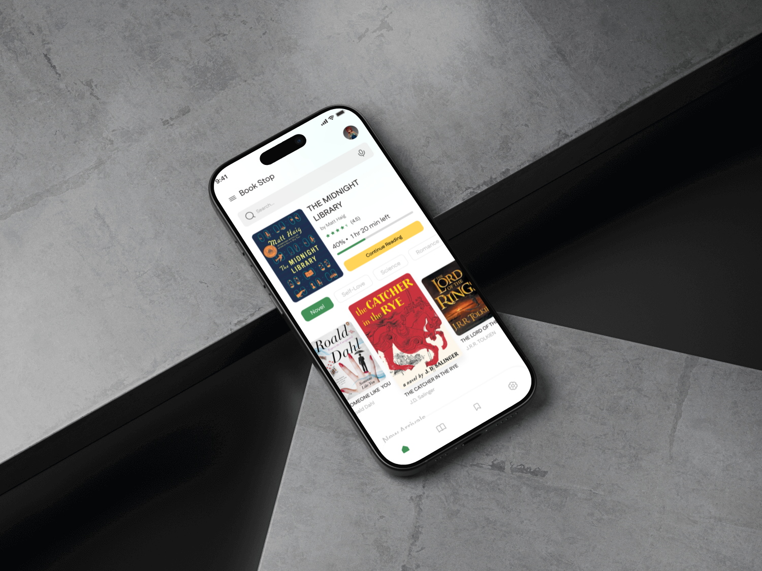 Book Stop - Book Reading App UI Design book book reading book shop booklovers bookmarks bookrecommendations branding clean design digitallibrary ebooks fictionandnonfiction logo minimal offlinereading readinggoals storytime ui web