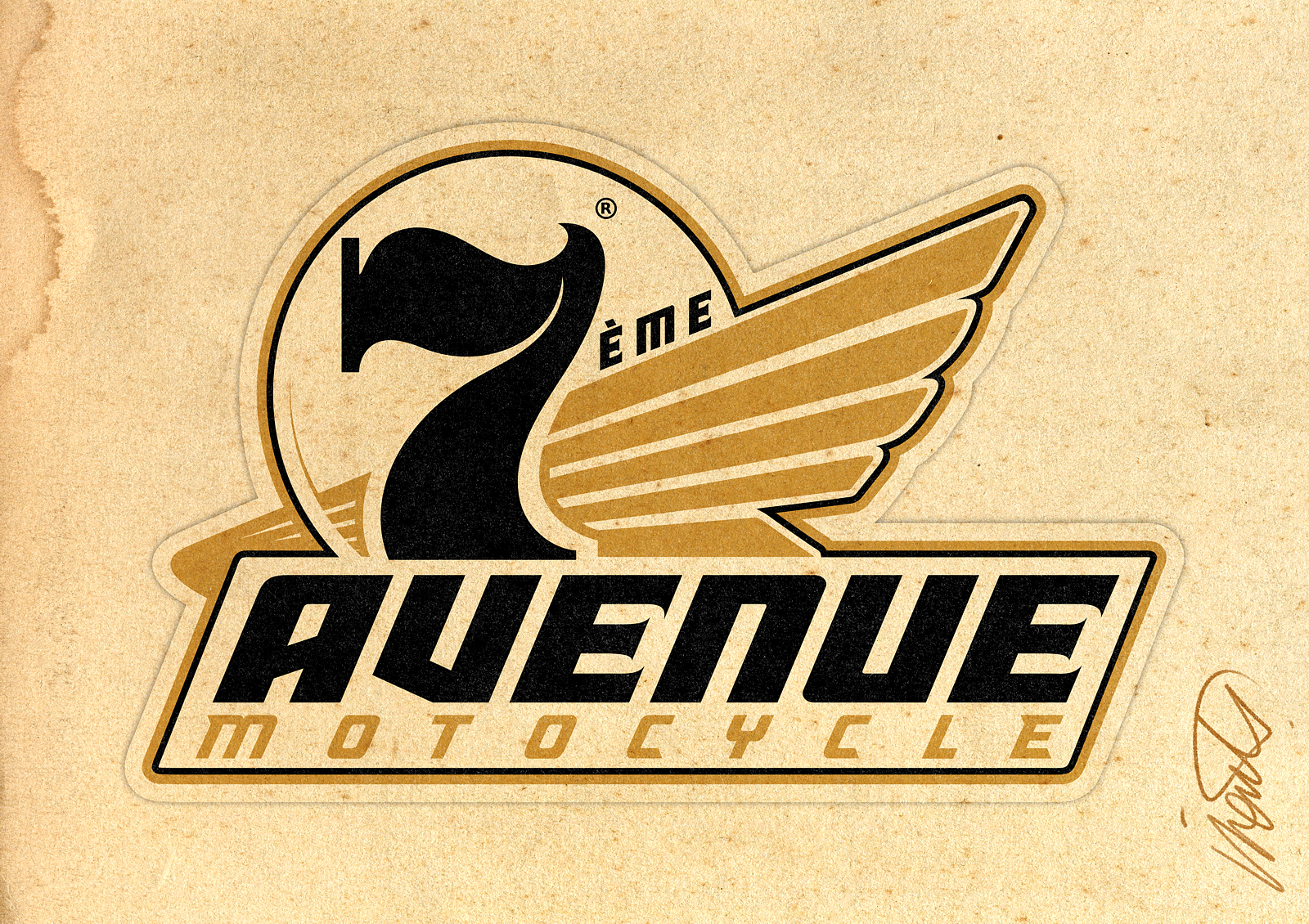7ème AVENUE MOTOCYCLE bike biker branding david vicente design digital art graphic design honda illustration inking logo motocycles motorcycles print racing