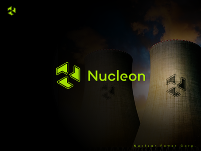 Logo concept for a nuclear power company atom atomic atomic logo brand identity branding danger electricity logo energy logo fusion reaction hexagon logo logo logo design minimalist logo modern logo n logo nuclear logo nuclear power power logo professional logo