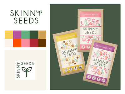 Skinny Seeds brand branding breakfast colorful food graphic design healthy illustration illustrator light logo oatmeal packaging vector vibrant