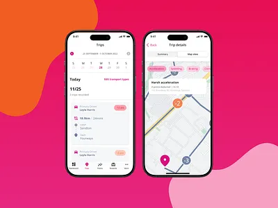 Vitality Drive | Trips app branding design driving illustration interaction design map mobile mobile ui trip ui uidesign