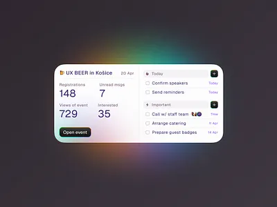 💻 iOS Widget — Event Dashboard Management branding ios ios app ios widget mobile app mobile widget ui widget widget app widget iphone widget ui