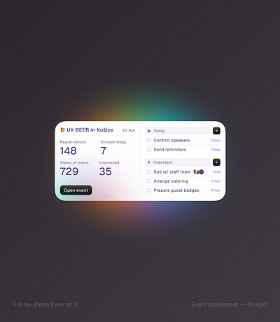 💻 iOS Widget — Event Dashboard Management branding ios ios app ios widget mobile app mobile widget ui widget widget app widget iphone widget ui