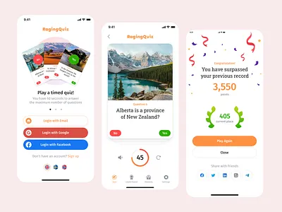Quiz Challenge App clean game ui educational app