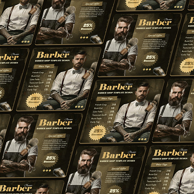 BarberShop Social Media Design Template barber barbershop beard design haircut hairstyle shop social media ui