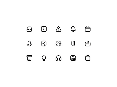 Task Management Icons app icons calendar icon clean design earth icon floppy disk icon gray grey headset icon icon icon set iconography illustration light icon microphone icon minimal notification icon square clock icon symbol vector