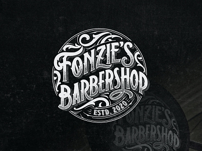 Logo Type Fonzie's Barbeshop barbershoplife barbershoplogo branding customlettering design graphic design handdrawn handlettering lettering logo logo design logotype typography victorian vintagedesign