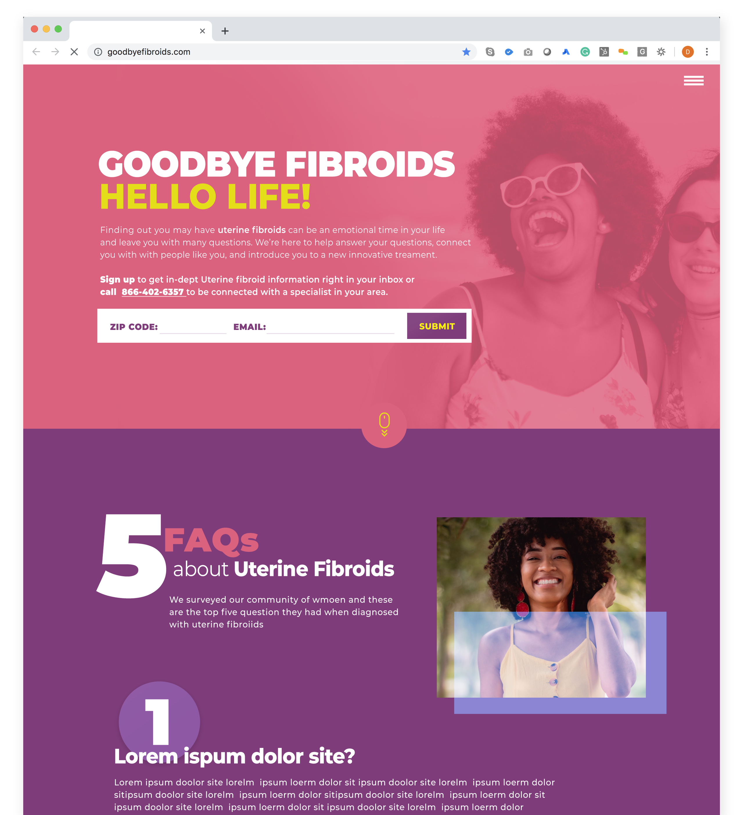 Good Bye Fibroids design ux website