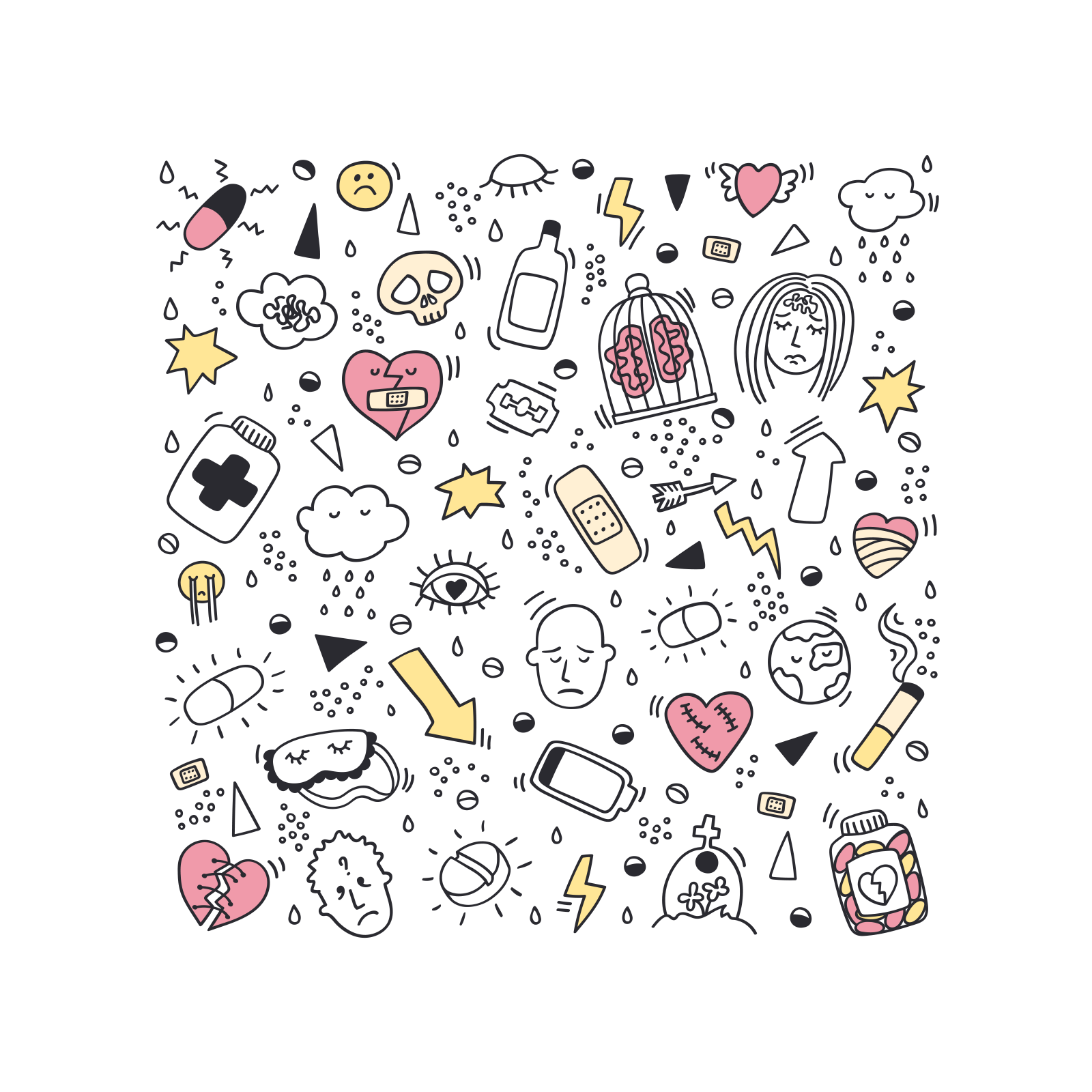 Depression Doodle depression doodle graphic design heartbreak illustration pattern sadness signs stress symptom unhappy upset