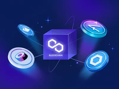 Multichain Bridge aave assets blockchain cosmic crypto cube ethereum finance fintech illustration link matic multichain multichain bridge orbit polygon sparkle sushi tokens transfer