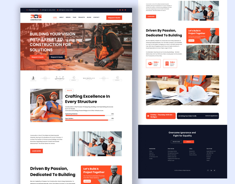 Construction Website Designs adobe xd construction construction website construction website designs css figma home page html landingpage php website website designs