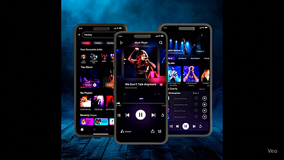 UI/UX Design | Music player | App Design animation branding darkmodeui glassmorphism graphic design minimalui mobileappdesign musicappui musicstreamingapp neumorphism nowplayingscreen soundwaveui ui uiuxdesign visualizerui