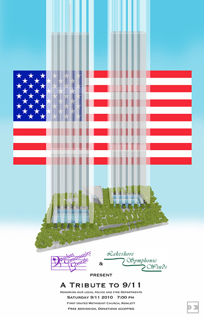 Tribute to 9/11 concert poster 911 concert poster digital illustration illustration patriotic photoshop poster promotional tribute