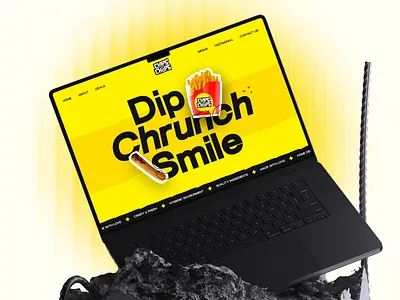 Chips N Chops | Restaurant Website UIUX Design b2c brand identity branding chips churros cuisine delicious food fries minimal modern order restaurant tasty uiux vibrant web web design website yellow