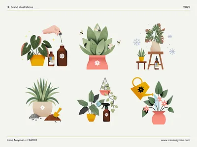 Brand Illustrations / Plant Care Company art artwork brand colorful design flat flowers flyer illustration illustrator natural organic plant plant care plants print vector website