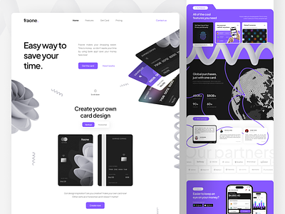 Fraone - Credit Card Landing Page branding card clean credit credit card debit e wallet finance financial fintech app money payment saas saving send money ui ui design uiux web design website design